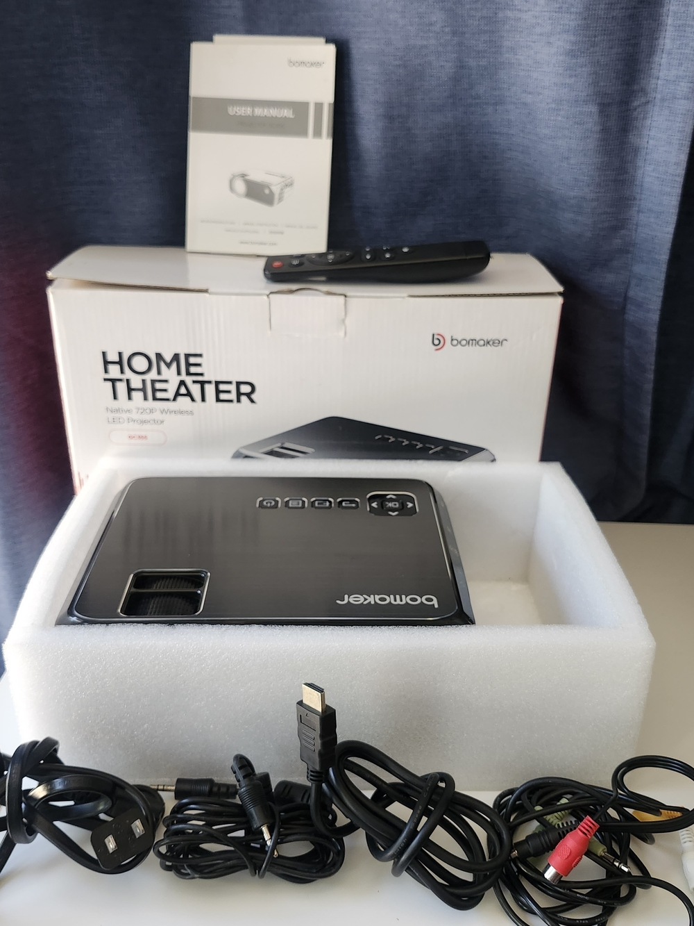 Bomaker GC355 Home Theater Wireless Projector – 720P HD With User Manual